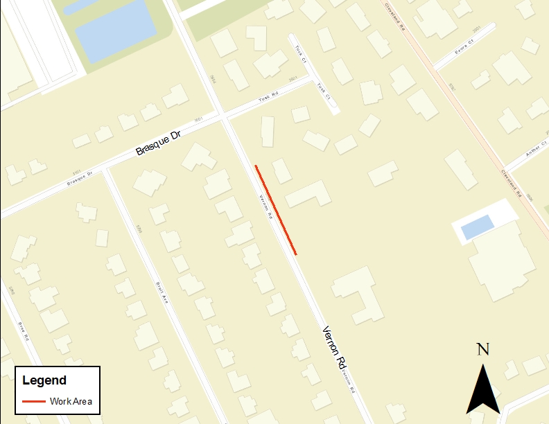 Vernon Road Sewer Improvement  Project - Map of Work Area